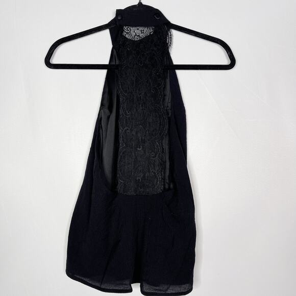 For Love and Lemons Small S Black Lace Back Halter Tank Top Sexy Open Back - Picture 2 of 10